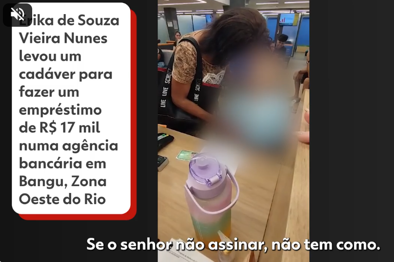 Gente, sem sacanagem... Eu acho q essa é a história mais bizarra e inacreditável desta década. A mulher levar o CADÁVER do tio e ficar insistindo pra ele assinar, para ela conseguir pegar o empréstimo de 17 mil autorizado em nome dele... É algo mais surreal q o surrealismo!