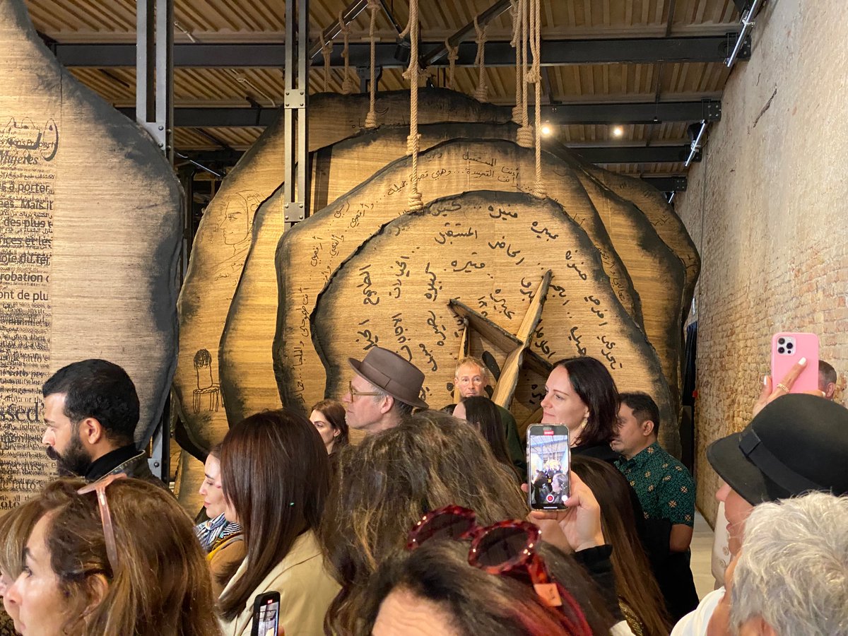 GreenboxMuseum's tweet photo. The world - well in Venice at least - listening to @ManalAlDowayan today and a 1000 Saudi women singing a battle song. https://t.co/97KiIFlePK