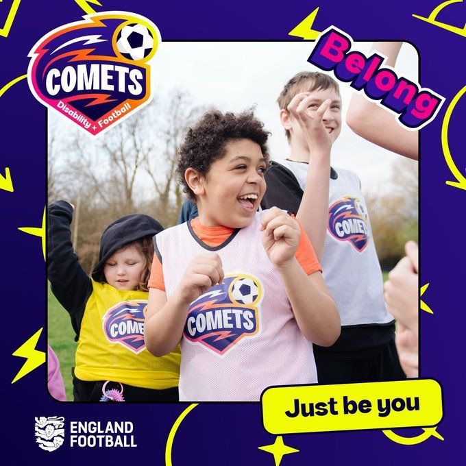 Want to discover more pan disability football opportunities? 🔍 Take a look at Comets! 🚀 A new England Football programme providing fun football for disabled children aged 5 – 11. Find your nearest session now ⬇️ buff.ly/3YsopRy