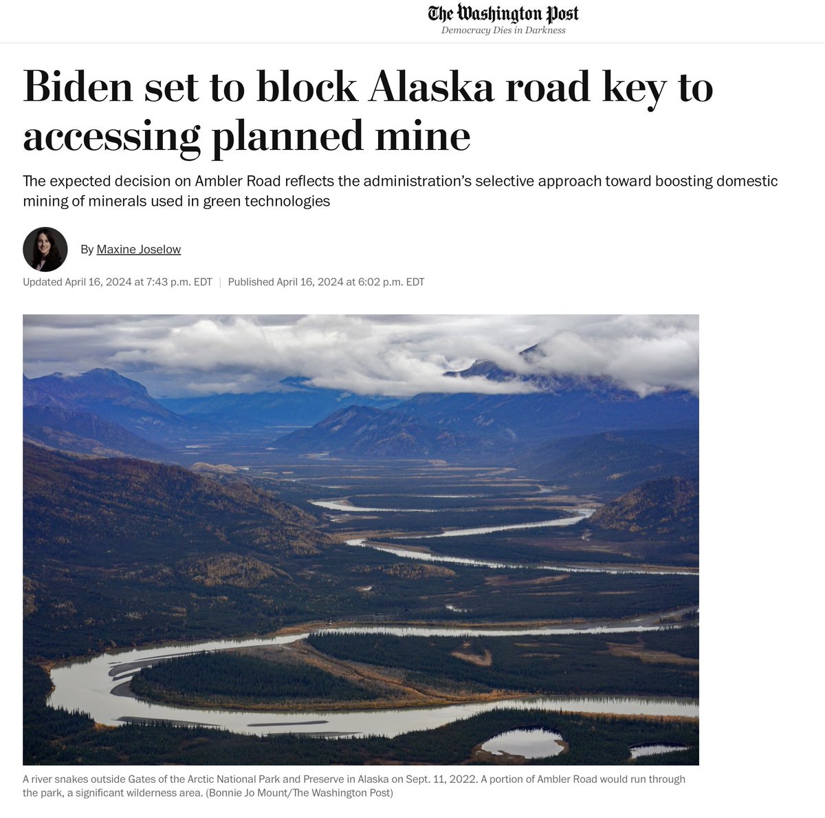 Joe Biden's suicidal climate hypocrisy:

1. Blocks copper-cobalt-zinc mine in Alaska needed for  wind/solar/EV mandates.

2. Yet continues pushing wind/solar/EV mandates, keeping the US dependent on Communist China for needed metals/minerals.

3. When the Chinese finally enslave…