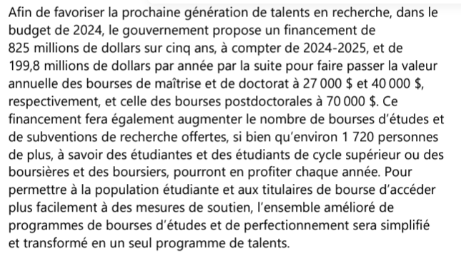 Hourra! Des bourses qui permettent de vivre au-dessus du seuil de pauvreté!