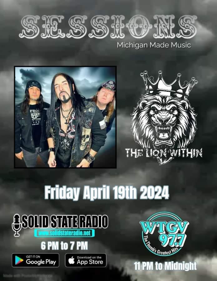 jasoncaine's tweet image. This FRI APR 19! The Lion Within will be live in-studio for an interview on Solid State Radio!  6 to 7 pm EST Listen online at solidstateradio.net

The show then airs again on 97.7 FM WTGV from 11 pm to Midnight EST.

#radio #radiointerview #radiostudio #onair #onairnow