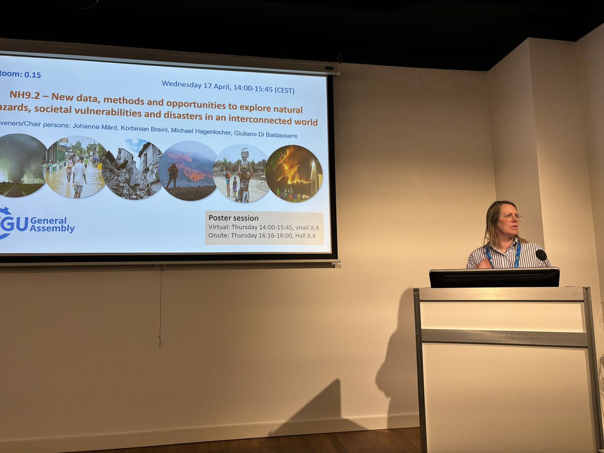 Johanna Mård (@Johanna_Maard ) introducing the EGU session “New data, methods and opportunities to explore natural hazards, societal vulnerabilities and disasters in an interconnected world”. Many fascinating talks and lively discussion @EuroGeosciences @NH_EGU @EGU_NHESS