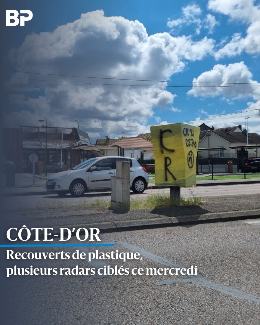 📷📷 À Dijon, Marsannay-la-Côte, Vougeot et d'autres communes de Côte-d'Or, plusieurs radars se sont retrouvés recouverts de plastique ce mercredi et tagués aux initiales de la @coordinationrur. Des actions similaires ont déjà eu lieu récemment dans d'autres départements.