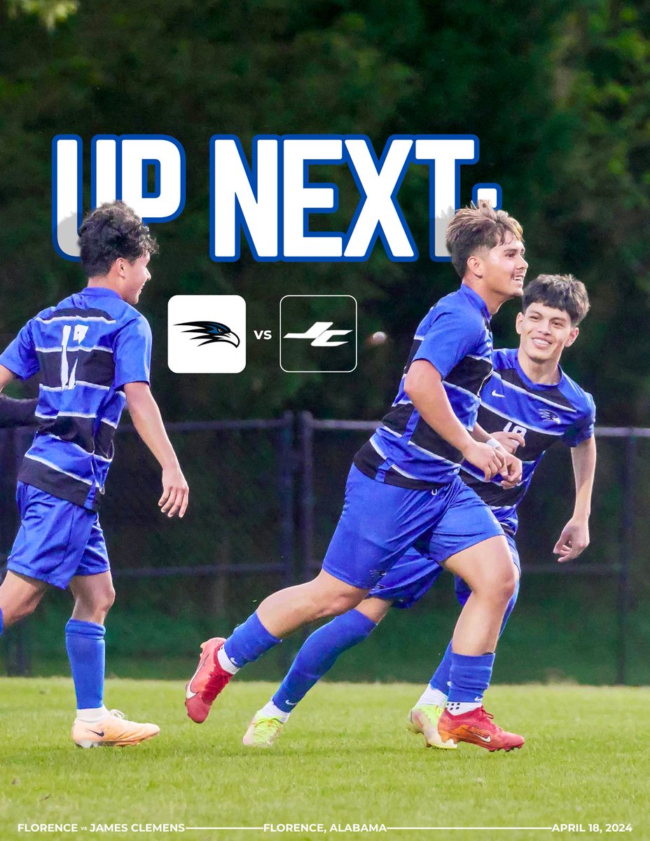 TOMORROW! 👀 

The Falcons welcome the James Clemens Jets into the Florence Soccer Complex for 5:00 p.m. & 7:00 p.m. kickoffs! 

🔵WEAR BLUE. BE LOUD. COME EARLY.🔵

#OurCity | #GoFalcons