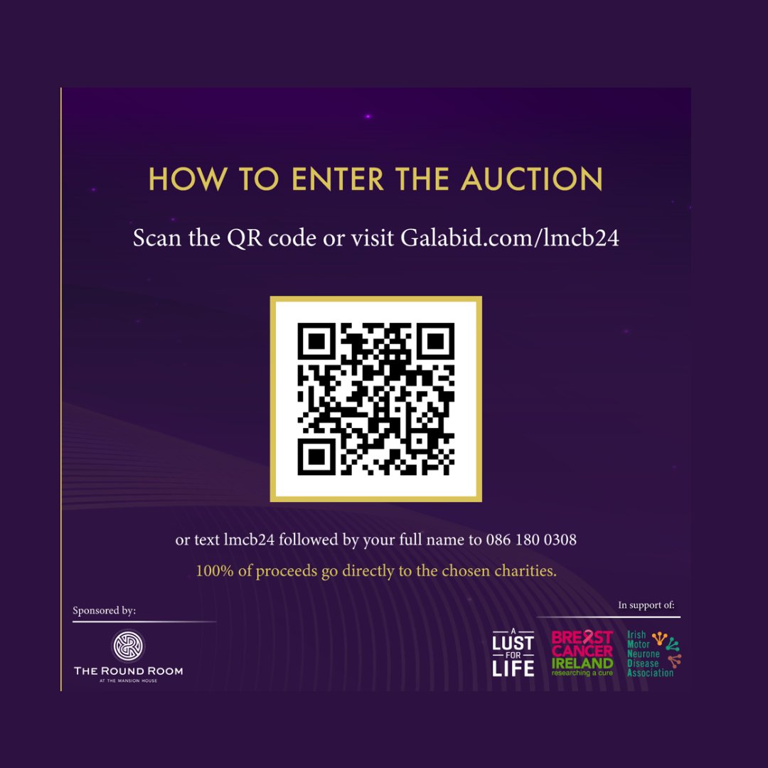 IMNDA (@imnda) on Twitter photo The <a href="/LordMayorDublin/">Lord Mayor of Dublin</a>'s Charity Ball 27th April <a href="/RoundRoomDublin/">Round Room Dublin</a> new items added to the auction. For more scan the QR code below. All proceeds for <a href="/lustforlife/">A Lust For Life</a>, <a href="/BreastCancerIre/">BreastCancerIreland</a> & <a href="/IMNDA/">IMNDA</a>
#MND #MotorNeuroneDisease The <a href="/LordMayorDublin/">Lord Mayor of Dublin</a>'s Charity Ball 27th April <a href="/RoundRoomDublin/">Round Room Dublin</a> new items added to the auction. For more scan the QR code below. All proceeds for <a href="/lustforlife/">A Lust For Life</a>, <a href="/BreastCancerIre/">BreastCancerIreland</a> & <a href="/IMNDA/">IMNDA</a>
#MND #MotorNeuroneDisease