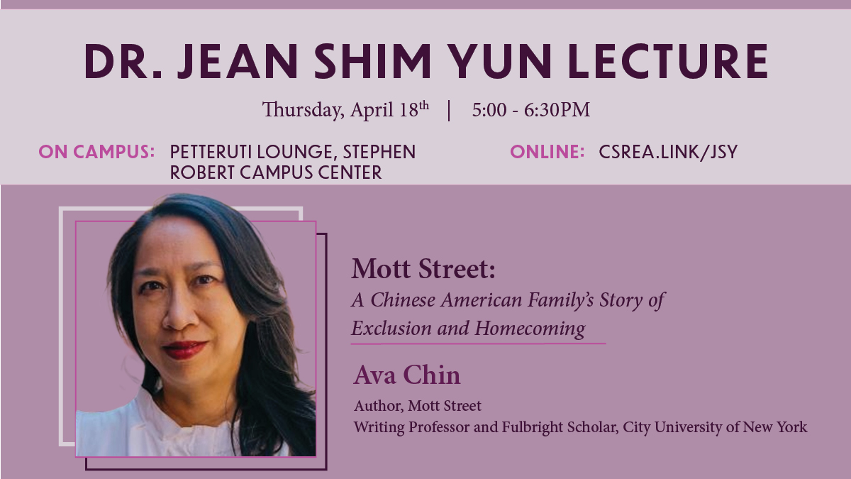 Happening tomorrow at Petteruti Lounge! Join us for our annual Jean Shim Yun Lecture! Register at: csrea.link/jsy