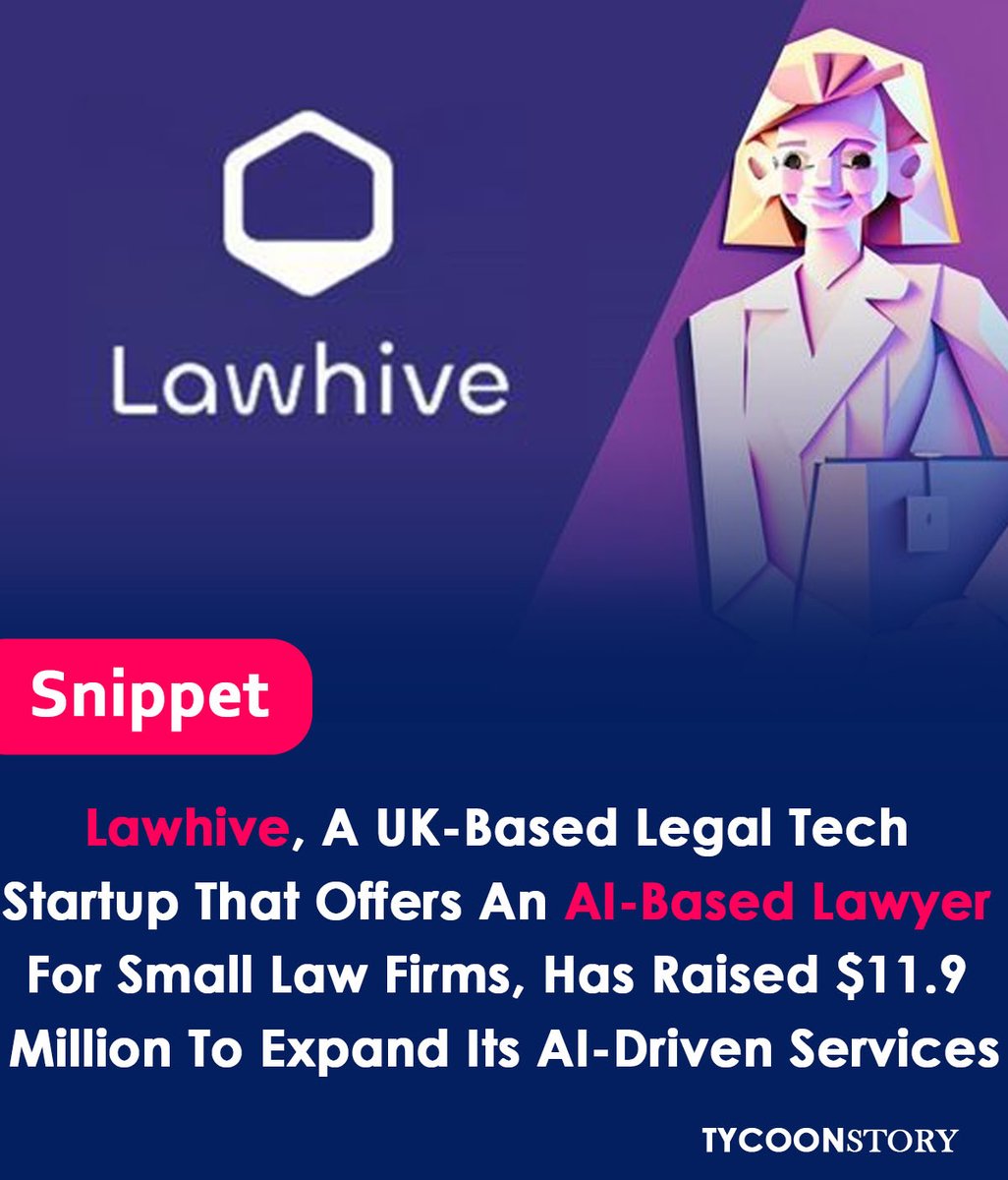 Lawhive, a UK-based legal tech company, secured £9.5 million in a seed round led by GV 
#LegalTech #AI #LawFirms #SeedRound #SmallBusinesses #UKTech #AIinLaw #MarketExpansion #Lawhive #MainStreetLawFirms #SeedRound #AccessToJustice #AI #SmallLaw #UKTech @LawhiveHQ