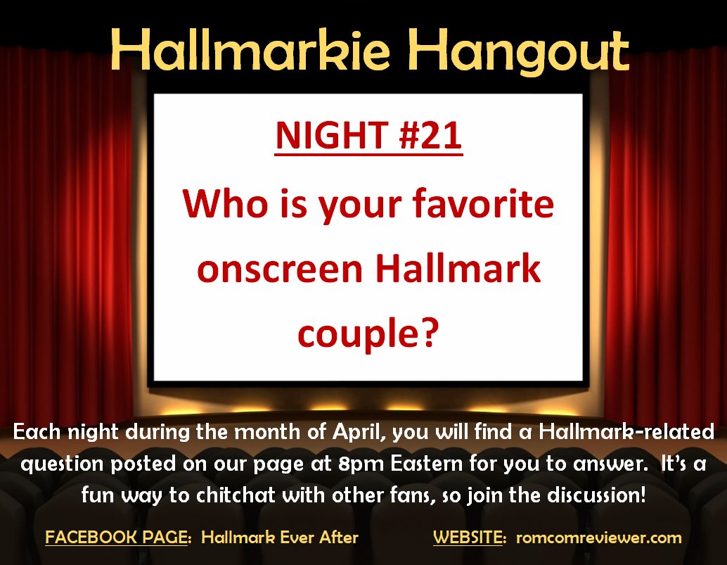 RomComReview1's tweet image. Here's tonight's question.
#Hallmarkies #HallmarkFans #HallmarkGame #HallmarkMovies #HallmarkChannel