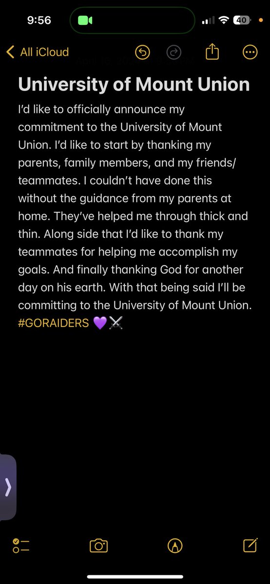 I would like to officially commit to the University of Mount Union! Thank you to <a href="/CoachGeoffDartt/">Geoff Dartt</a> for this opportunity to continue my athletic and academic career. <a href="/purpleraiders/">Mount Union Purple Raiders</a> <a href="/MountUnionFB/">Mount Union Football</a> 
GO RAIDERS