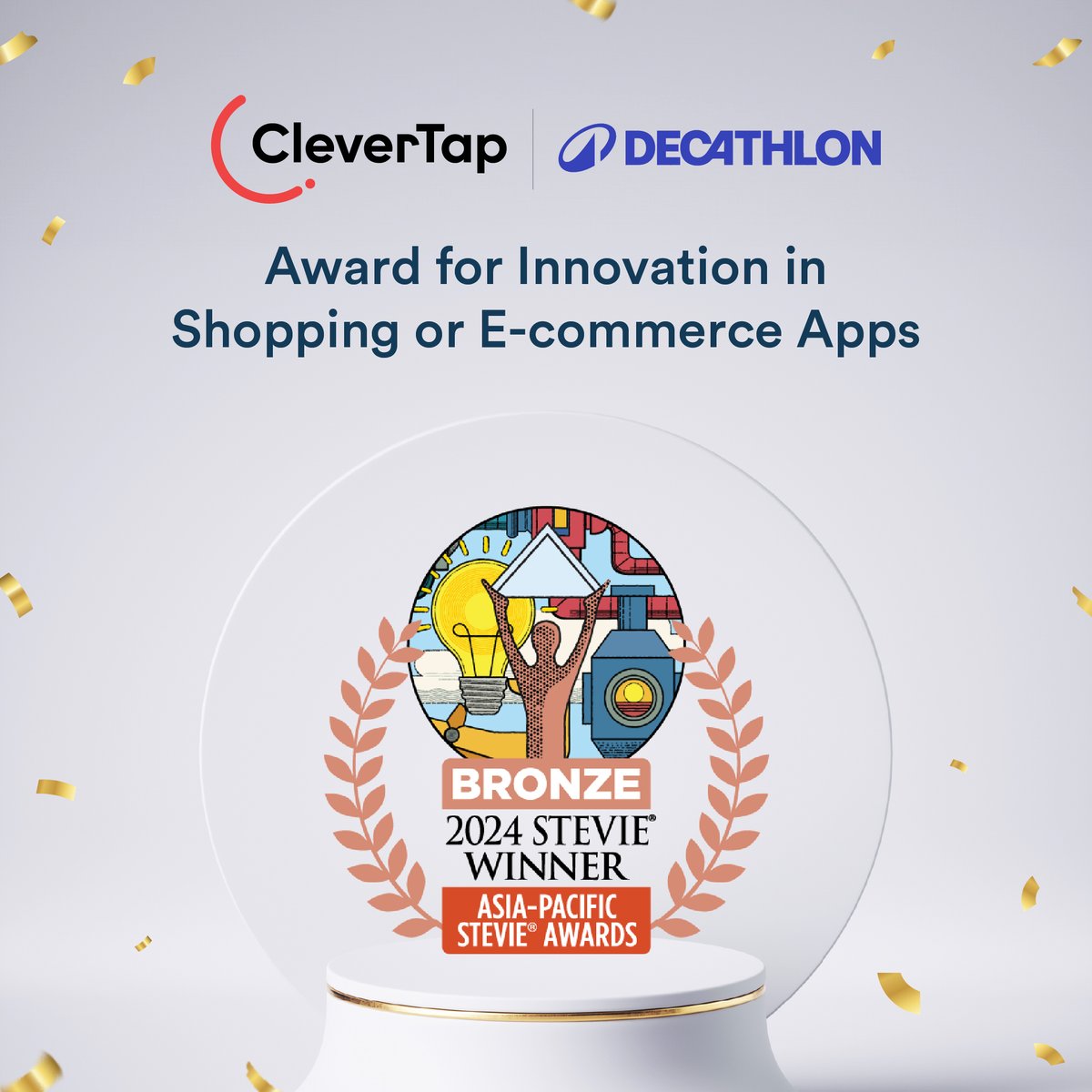 We are thrilled to announce that we have secured @TheStevieAwards Bronze with @Decathlon_India for the Innovation in Shopping/E-commerce Apps category! Together, we're revolutionizing retail by creating advanced personalized shopping experiences. #Stevies2024