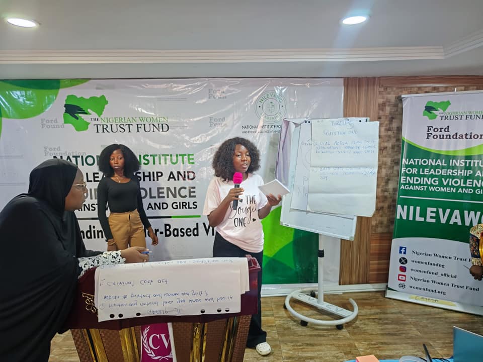 Group exercises presentation on day two of the 3-Day capacity building at the National Institute for Leadership and Ending Violence Against Women and Girls (NILEVAWG) in Abuja @FordFoundation @BeebbeeA @NDI @macfound @OpenSocietyAfr @EU_SDGN @SituationRoomNg @FIDANigeria