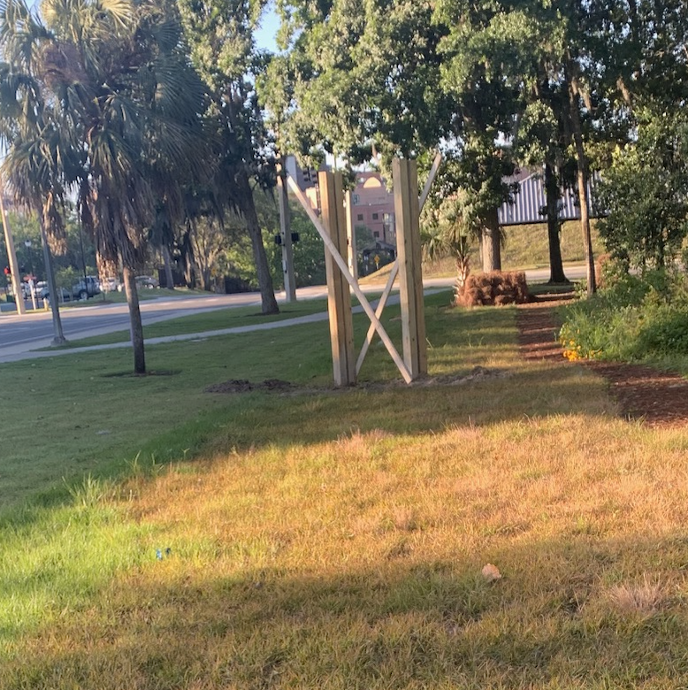Next McCarty Woods Restoration event will be this Saturday April 20, 9-1030. ~ 200 plants are here and the pine straw is stacked and ready to use…look forward to seeing you. Meet NE corner of woods. Water doughnuts provided. BTW, one of our new kiosks is also under construction!