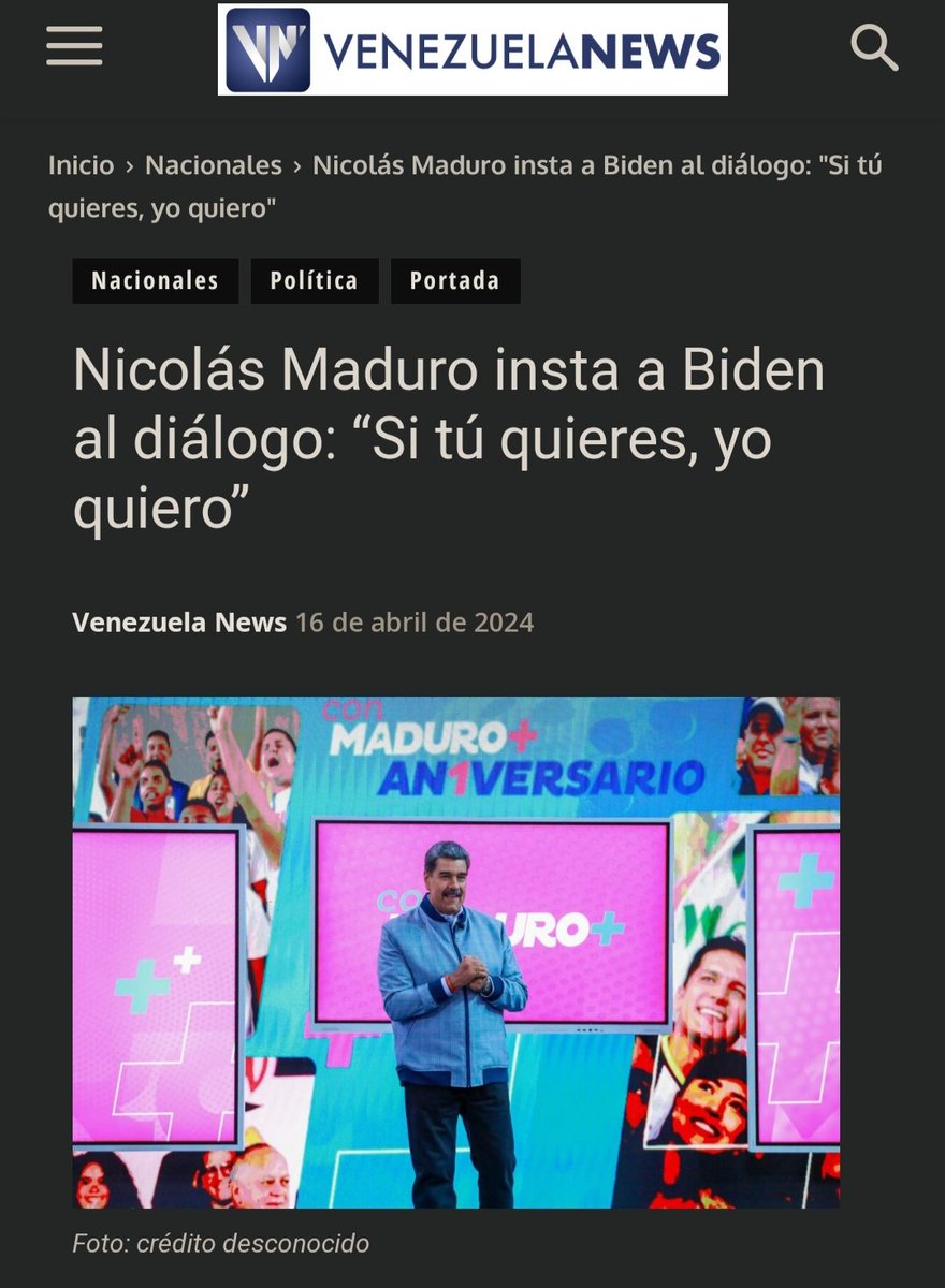 Presidente @NicolasMaduro insta a @JoeBiden al diálogo: 'Si tú quieres, yo quiero' El presidente de Venezuela, Nicolás Maduro, reiteró que está abierto al diálogo con su homólogo de Estados Unidos (EEUU), Joe Biden. Específicamente expresó que, si la administración de…