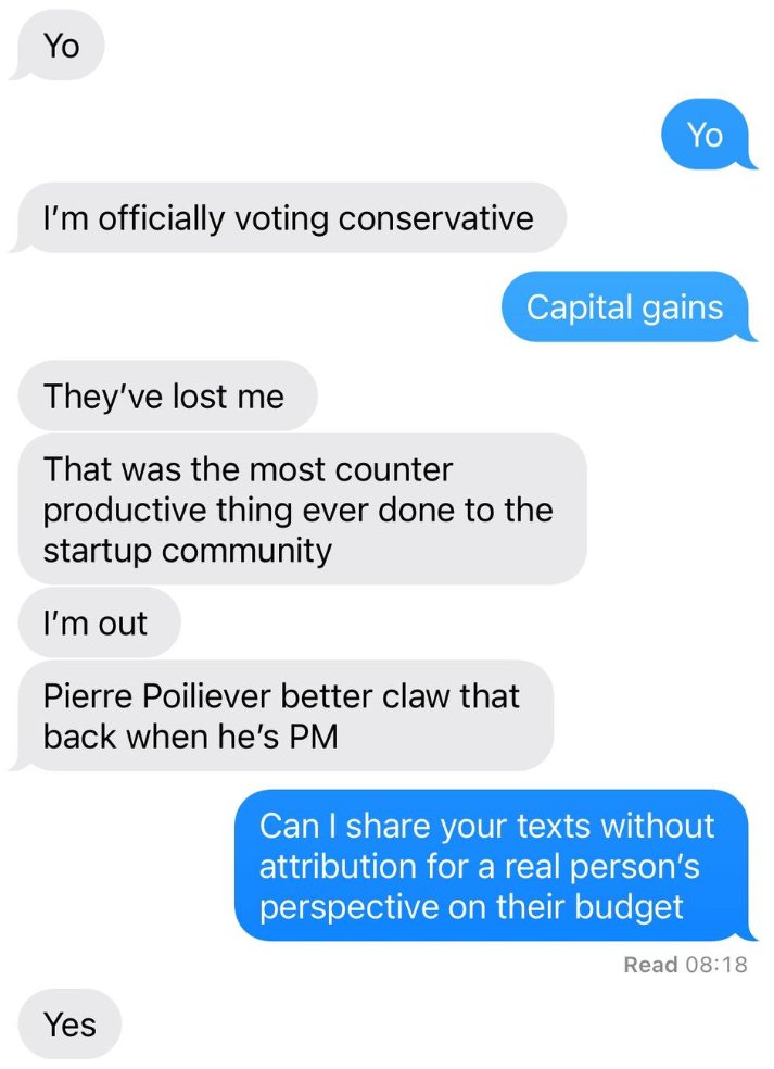 #Budget2024 is a disaster for 🇨🇦's innovation, #cdntech, and startup community.

@JustinTrudeau is sacrificing our country's future for short-term electoral advantage.

I've been fielding messages nonstop since #BudgetDay from fellow entrepreneurs all saying the same thing:
