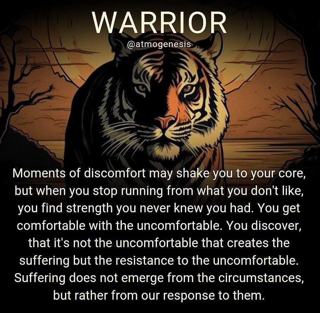 The warrior does not seek to avoid pain, but to transcend it. Pain is inevitable, but suffering is optional. It's not about denying the existence of pain, but rather understanding that our response to it determines our experience.