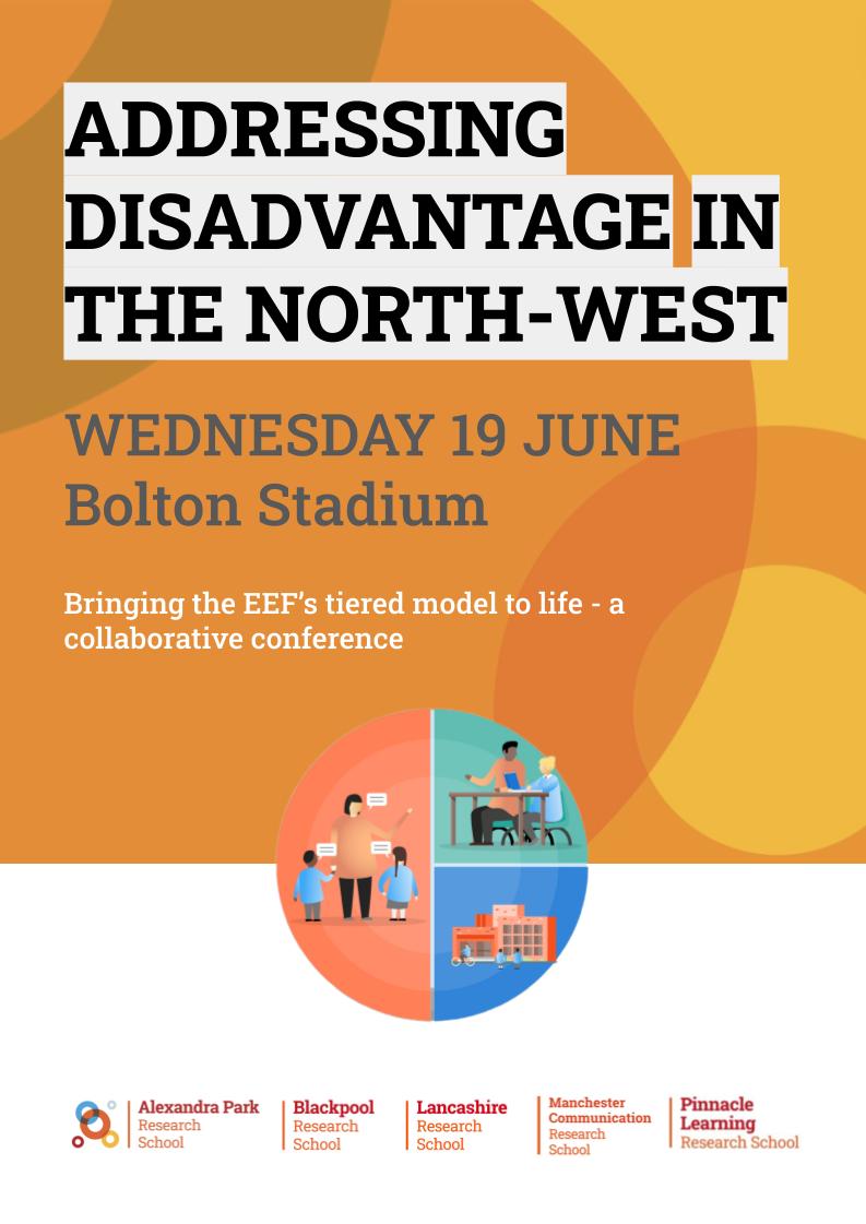 🎟️ Tickets for our collaborative conference are selling FAST. The first North West research schools conference focuses on Addressing Disadvantage, and it suitable for all phases. Don't miss out! Book NOW: eventbrite.co.uk/e/addressing-d…