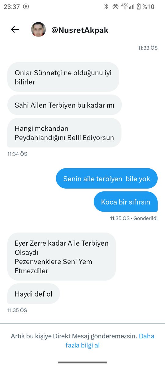 @tc_cimer @NusretAkpak selam hayırlı günler bu bir suç duyurusudur dün gece arkadaşıma ağır hitamlarda bulunmuş arkadaşım bana rica etti kimliğim açığa çıkmasın diye bana söyledi @AliYerlikaya @TC_icisleri @SiberayEGM @sibersuclar gereğinin yapılmasını arz ederim