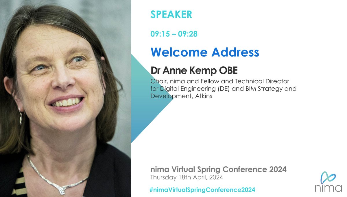 Tomorrow we open the virtual doors to our second #wearenima conference where we will explore whole-life #data and #informationmanagement. Talks on the main stage start at 9.15am BST with nima Chair Anne Kemp OBE. Register FREE here 👇 wearenima.im/events-calenda…