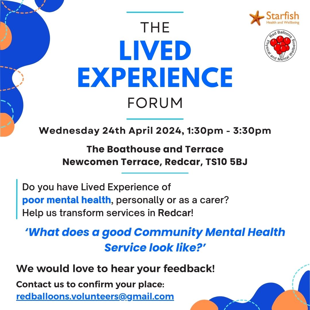 Footprints in the Community (@footprints_uk) on Twitter photo Do you have lived experience of poor mental health, personally or as a carer? You could help transform services in #Redcar. Email Red Balloons at redballoons.volunteers@gmail.com to confirm your place. Do you have lived experience of poor mental health, personally or as a carer? You could help transform services in #Redcar. Email Red Balloons at redballoons.volunteers@gmail.com to confirm your place.