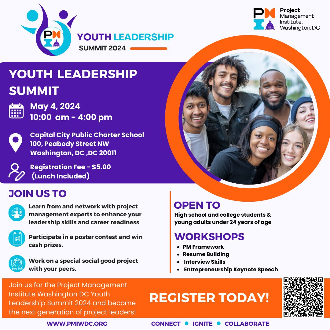 PMIWDC's tweet photo. We are building the next generation of project managers and we need your help!
PMIWDC is hosting at 2024 Youth Leadership Summit on May 4!
Share with area students and young adults in the 📍DMV!
Link for youth to register - https://t.co/zmAJmSEOJo
#youthempowerment #projct https://t.co/1sWSOFSfvC