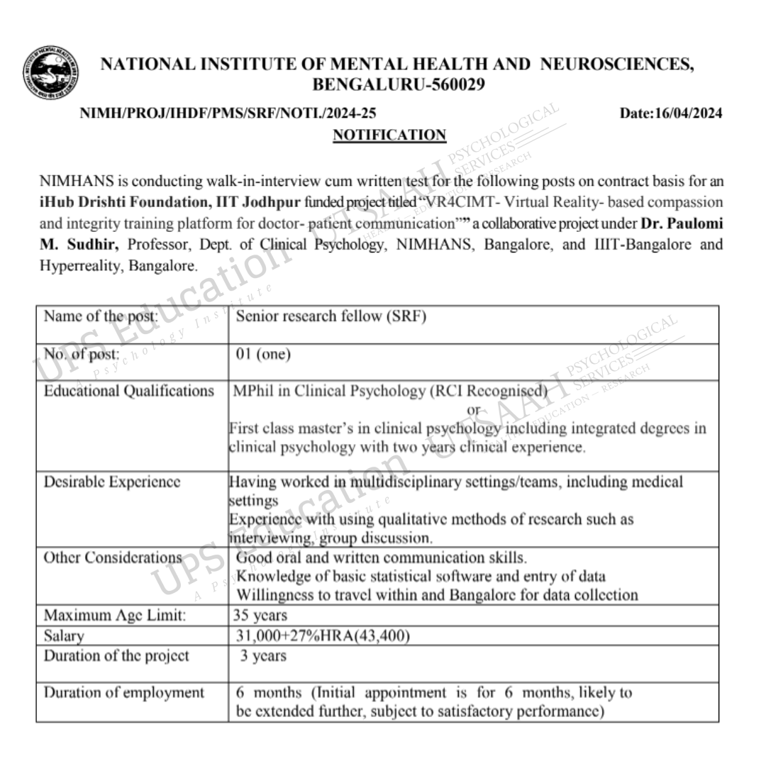 upseducation's tweet photo. Vacancies are available at NIMHANS for SRF and Clinical Psychologists.
More details are available on our website. You can check by visit our story.

Follow for more.

#nimhans #psychologyjob #clinicalpsychology #mphil #mpsy #psychologycollege #upseducation #psychologypost https://t.co/aiHoq50DZ6