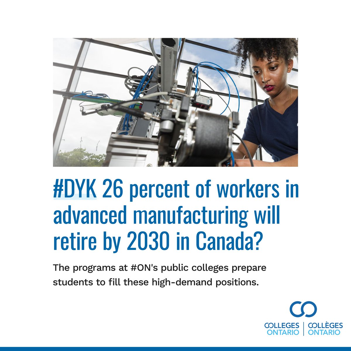 #DYK that 26 per cent of workers in advanced manufacturing will retire by 2030 in Canada? A new upskilling program @HumberCollege is being offered for free to those looking to enter the advanced manufacturing sector. This program addresses the industry's pressing demand for