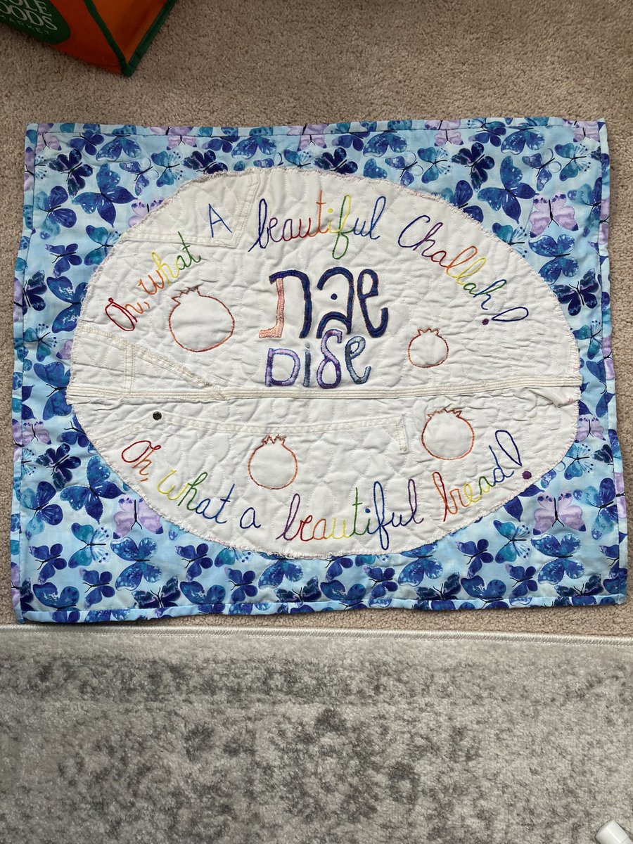 Good morning, my life is kinda a dumpster fire right now but I finished my challah cover that I’ve been working on since Sept and I’m REALLY FUCKING PROUD!!