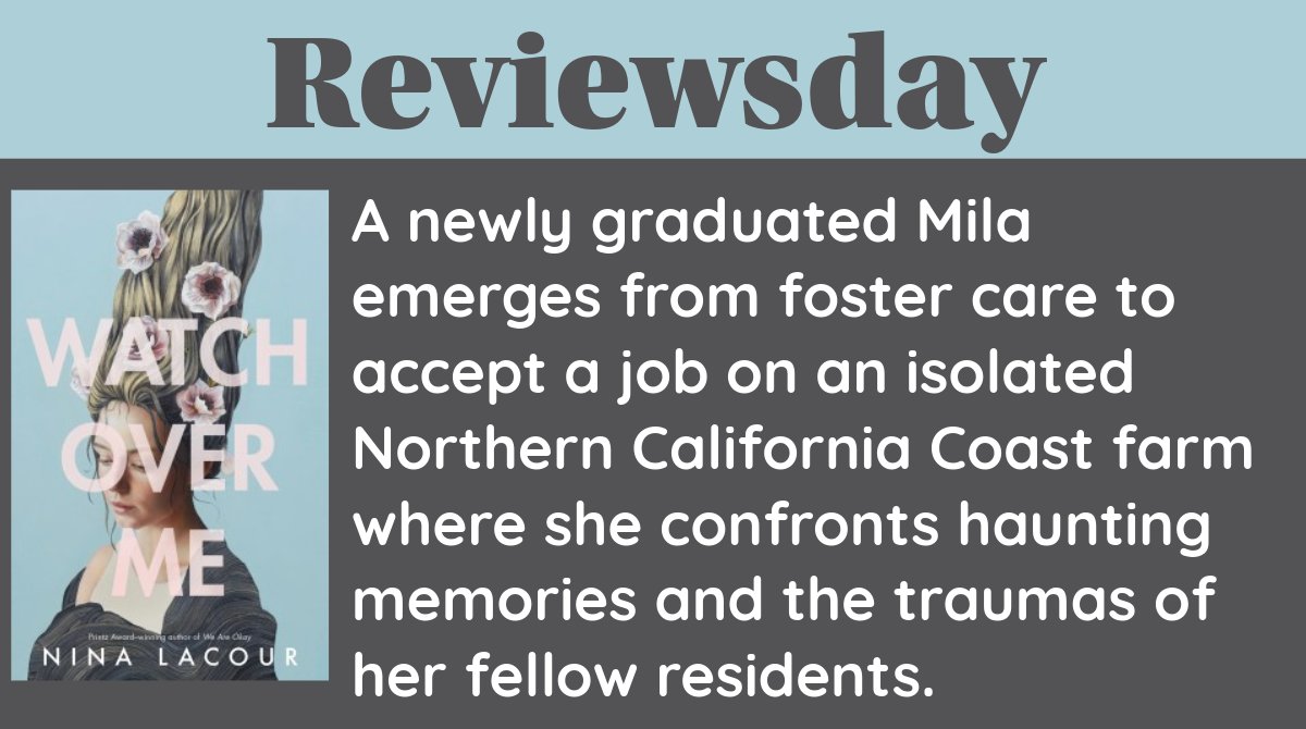 Reviewsday: Watch Over Me by @nina_lacour “maintains an eerie, otherworldly atmosphere while keeping her heroine's journey through trauma grounded and true.” Check it out today. #WeAreMehlville @Mehlville_HS