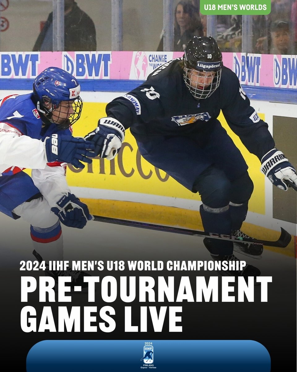 Watch live and for free the 2024 #U18MensWorlds pre-tournament games on leijonat.tv/en/home.👀 Come cheer and experience the teams in advance!🇫🇮 More info at IIHF.com ⤵️ iihf.com/en/events/2024…