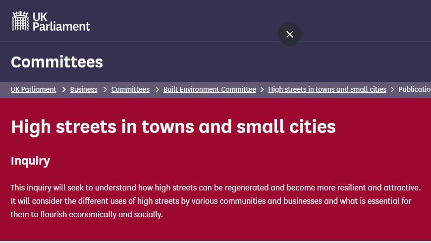 House of Lords Inquiry: High streets in towns & small cities Our submission on behalf of the Dept for Communities presents a definition of High Streets beyond the economic, and a fresh community-led approach to reimagining our towns and small cities committees.parliament.uk/writtenevidenc…