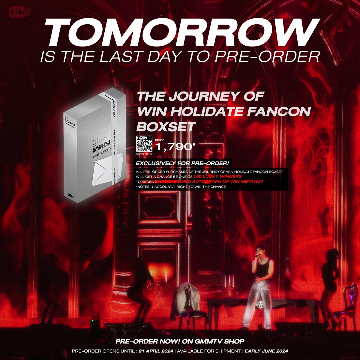 Tomorrow is the last day for pre-orders of the THE JOURNEY OF WIN HOLIDATE FANCON BOXSET! gmm-tv.com/shop/the-journ… #WinHolidateFancon #winmetawin #GMMTV