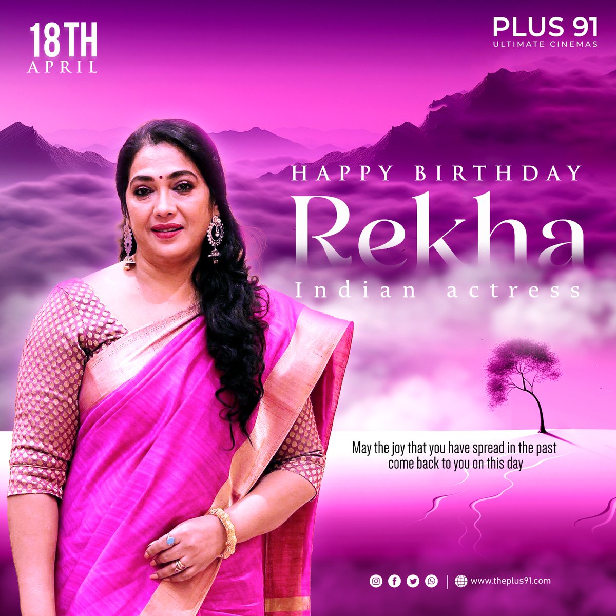 Wishing a very happy birthday to Actress @RekhaharrisOffl  🤩🥳❤️

#HappyBirthdayRekhaHarris #hbdRekhaHarris #RekhaHarris #Rekha #actress #rajavamsam #mirianmaa #dagalty #golisoda #gunaa #kovil #plus91ultimatecinemas #plus91media #plus91entertainment #plus91