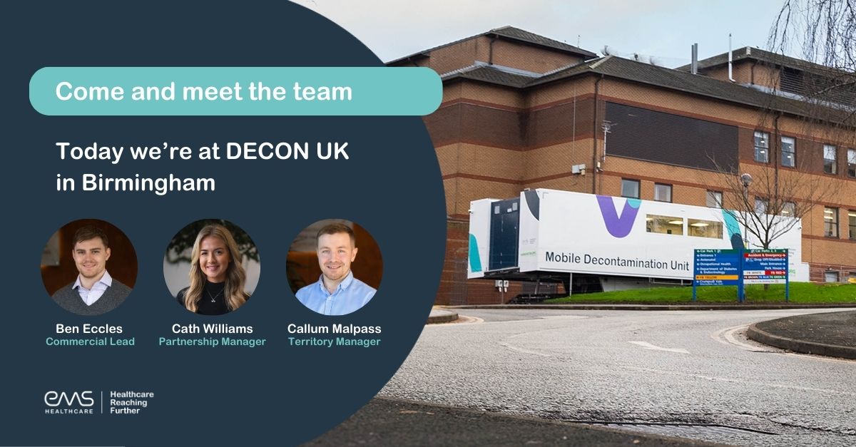 We're at #DECONUK24 today. Visit us at stand 32, where we'll be showcasing how our mobile #decontamination units are supporting hospitals: ✔️Increasing decontamination capacity ✔️Supporting continuity of services ✔️Providing convenient site options 🔗ems-healthcare.com/clinical-capac…