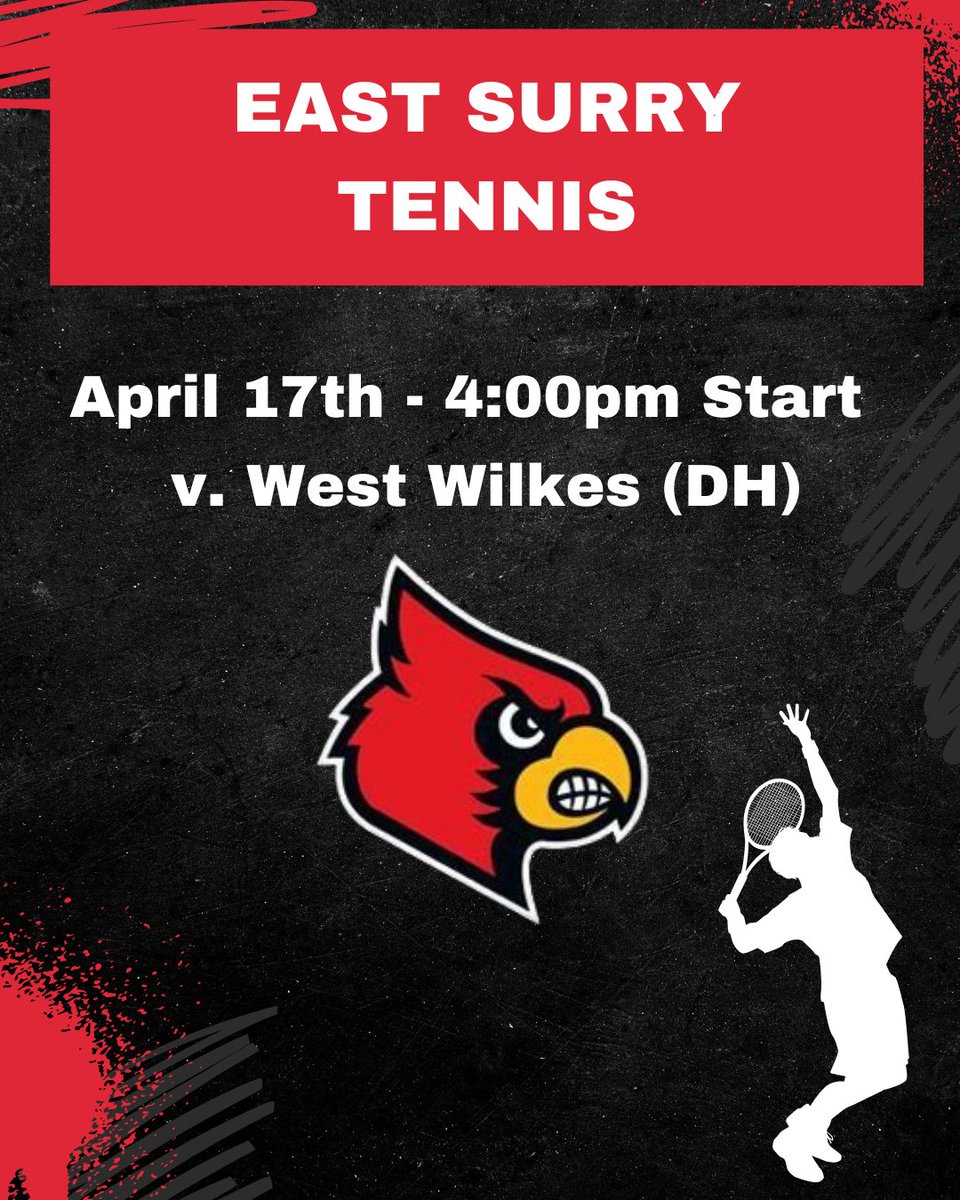 Good luck to @eshsmenstennis as they host West Wilkes in a FH2A double header match. The 1st match begins at 4:00pm with the 2nd match to follow immediately afterwards. Go Cards!