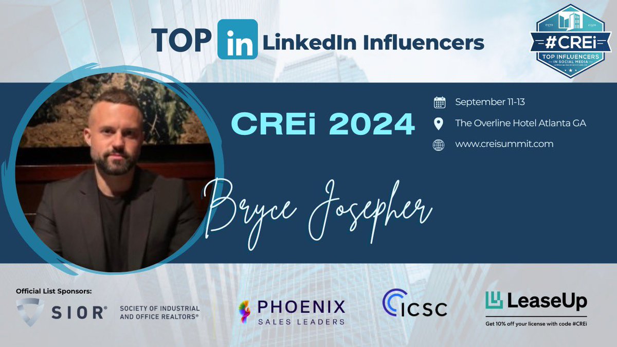 brycejosepher's tweet image. Excited to make the CREi LinkedIn list for 2024. 

Even more gratifying to see several clients and friends high up on the list. 

What an awesome group:

creisummit.com/2024-linkedin-…