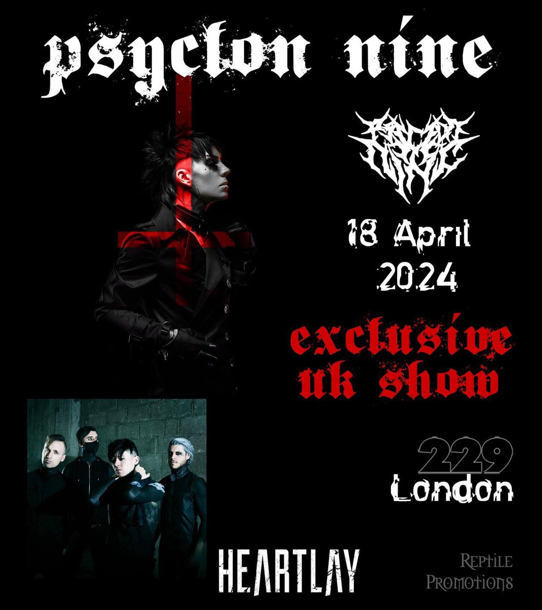 Upcoming #UK Show: @PsyclonNine_ tomorrow will play @229london with support from @heartlaymusic, this is an exclusive show that you cannot afford to miss. Watch! the video for 'See you all in Hell' Here: youtube.com/watch?v=ghsJew… #REPTILE #Industrial #IndustrialMetal #Darkwave