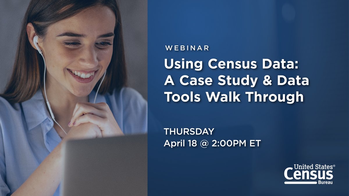 #WebinarAlert! Join our Thursday #webinar as we dive into different ways to use and access #CensusData through case studies with real-world applications, including how you can use our #data to inform your business decisions. 👉 census.gov/data/academy/w…