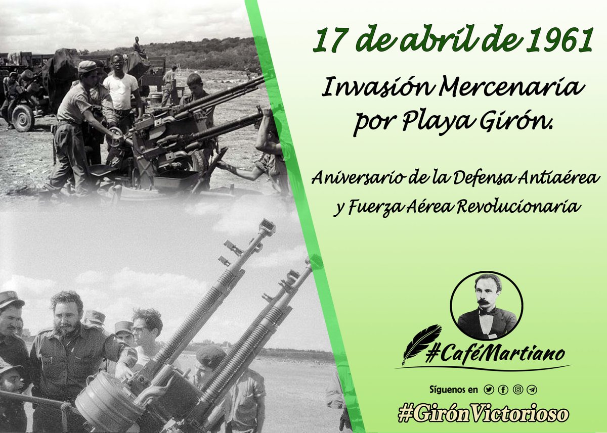 @cafemartiano @DiazCanelB @InesMChapman @EVilluendasC @TeresaBoue @agnes_becerra @DeZurdaTeam_ @DefendiendoCuba @mimovilespatria @ValoresTeam1 @CubaPorSiempre_ “Eran días difíciles aquellos de Girón, sabíamos que el imperialismo no perdonaría la Revolución que estábamos haciendo”. Fidel #CaféMartiano #GirónVictorioso