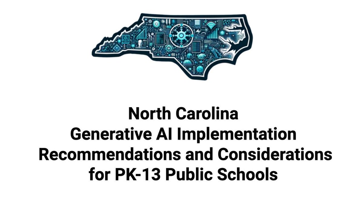 NCDPI recently released a guidebook for the use of generative artificial intelligence in public schools. NC is the 4th state education department to issue guidance to its schools on the use of this cutting-edge technology. 

Review the guidebook - go.ncdpi.gov/AI_Guidelines.