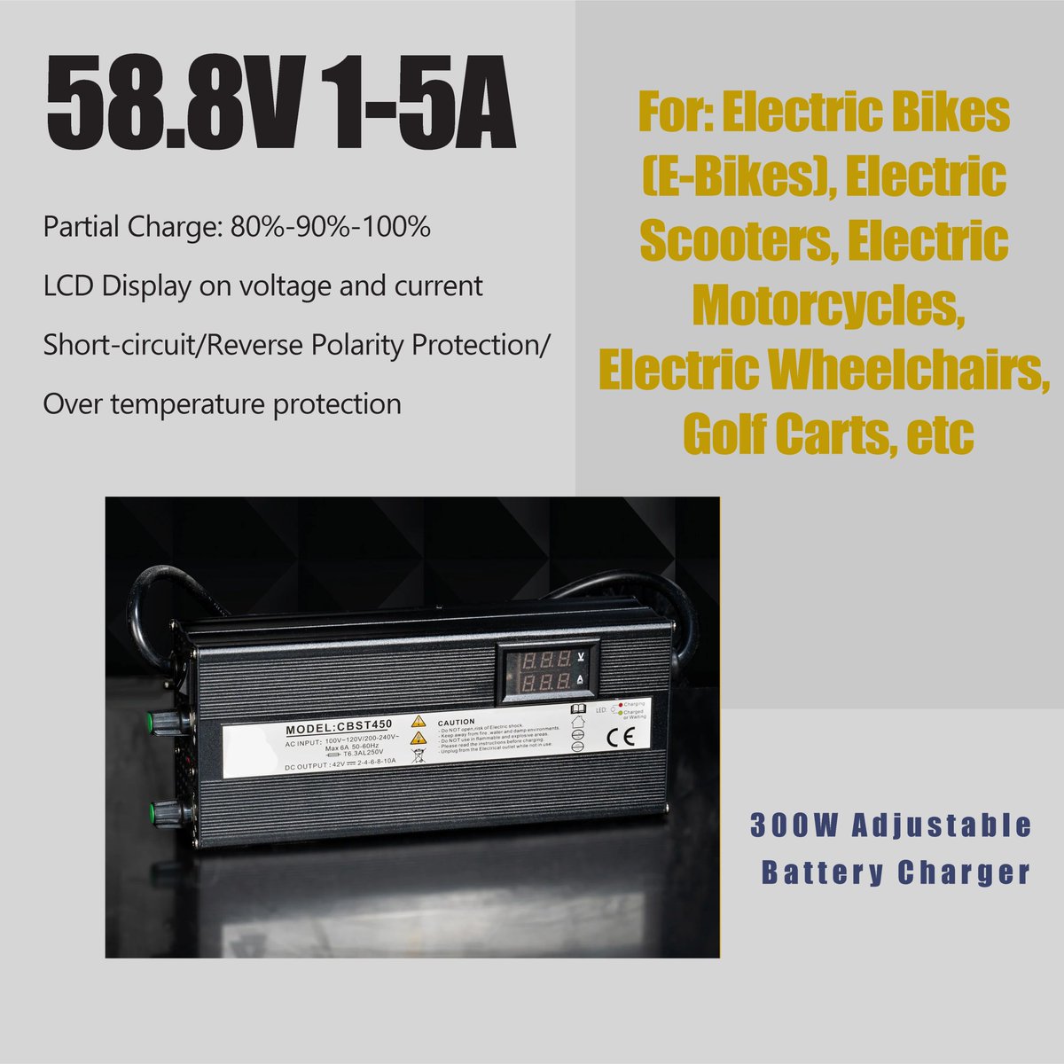 58.8V 1-5A adjustable battery charger!#BatteryCharger #CustomCharging #Innovation