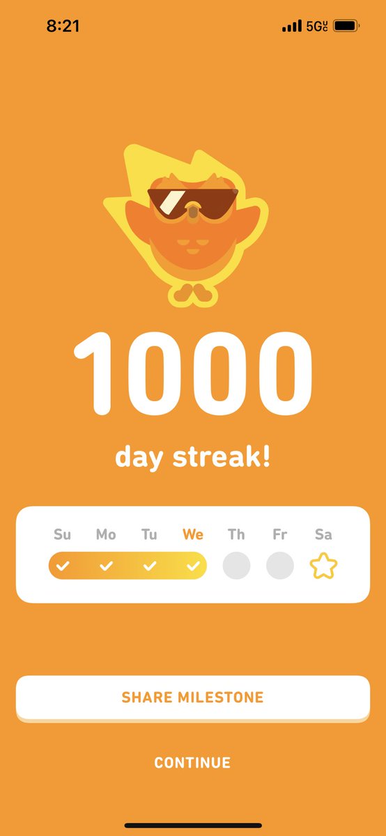 Celebrating helps to build a habit. Today is my 1,000th day learning French on ⁦@duolingo⁩! 🥳🎉👏👏👏