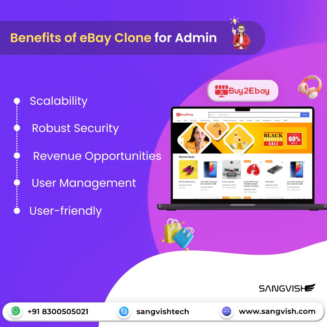 SangVishTech's tweet image. Unlock the power of #Online #marketplaces with our #eBayCloneScript! 🚀 Dive into seamless transactions, robust features, and a user-friendly experience. Boost your #business and reach new heights effortlessly. 
Explore more on our website: sangvish.com/ebay-clone/