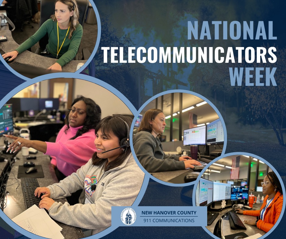 Celebrating New Hanover County's 911 Telecommunicators this week! 🎉 Their around-the-clock dedication ensures help is always a call away. We're thankful for their calm professionalism in emergencies—making a real difference daily. #NHCStrong #TelecommunicatorsWeek