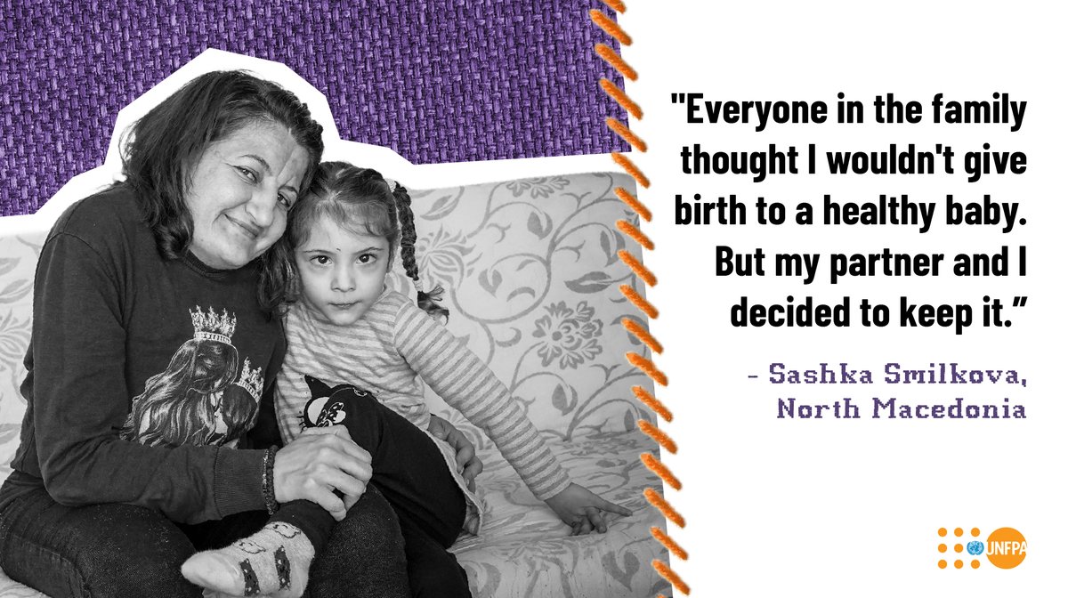 'Everyone in the family told me that I wouldn't give birth to a healthy baby.' Sashka Smilkova, from #NorthMacedonia, is deaf and has a severe spinal deformity. In 2019, she found out she was pregnant. This is her story: unf.pa/3w3rJc3 #ThreadsOfHope 🧡