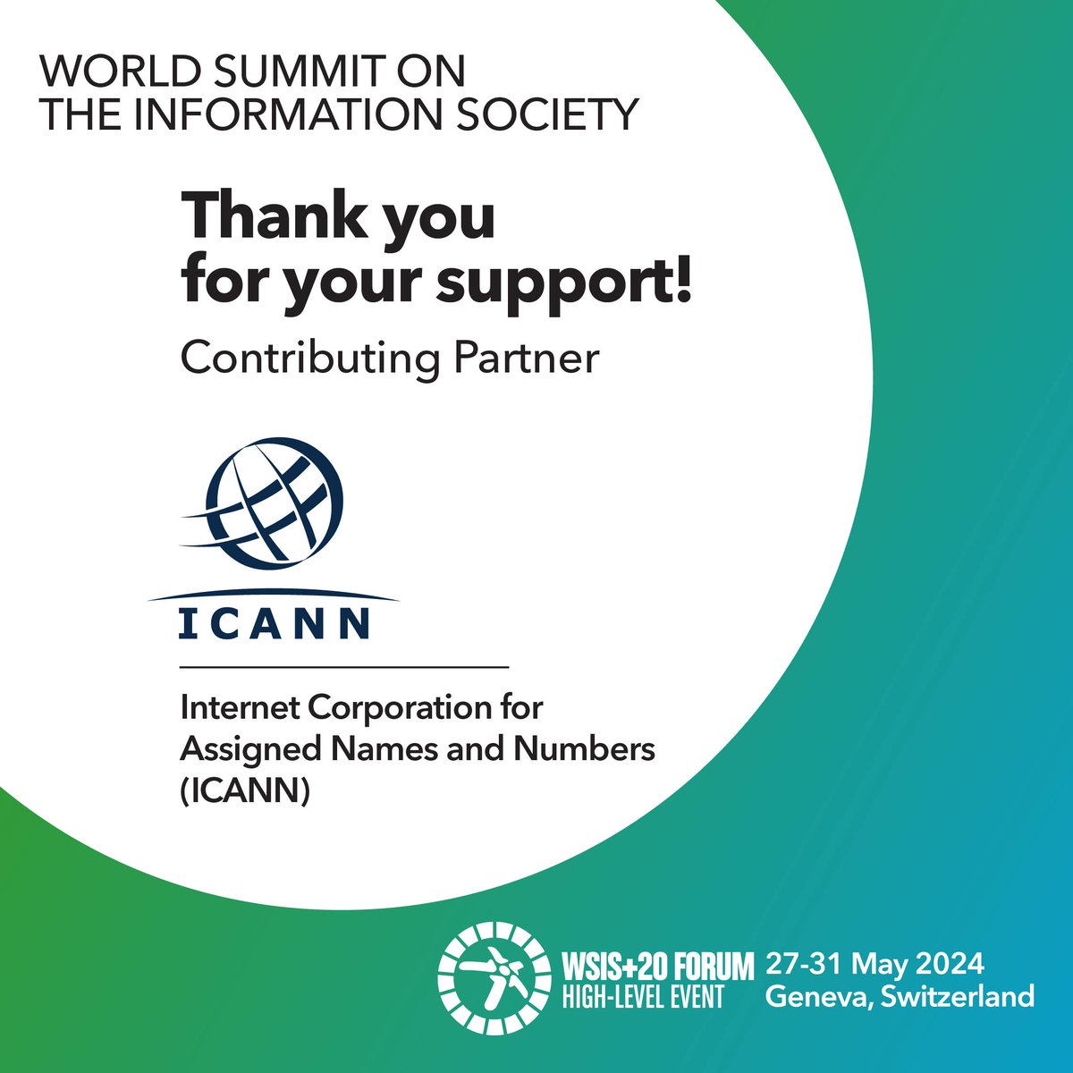 📣 PARTNERSHIP ANNOUNCEMENT! Thank you, @ICANN for your continuous support to the #WSIS process! Join us at the WSIS Forum, register NOW at: wsis.org/forum #partnership #ICANN #events #itu #digital #sdgs