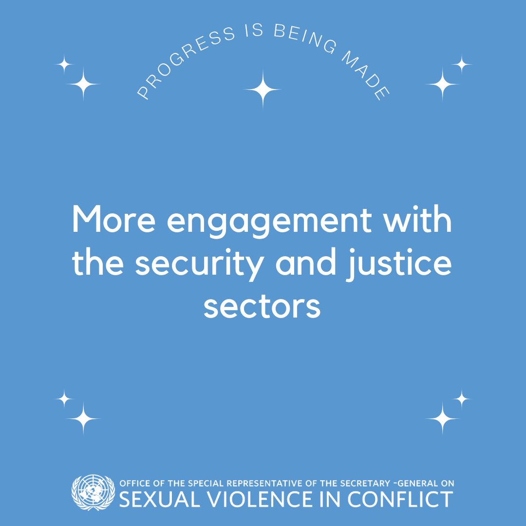 Since the establishment of the @endrapeinwar mandate, our office has seen more strategic and structured engagement with the security and justice sectors, as part of a prevention strategy.