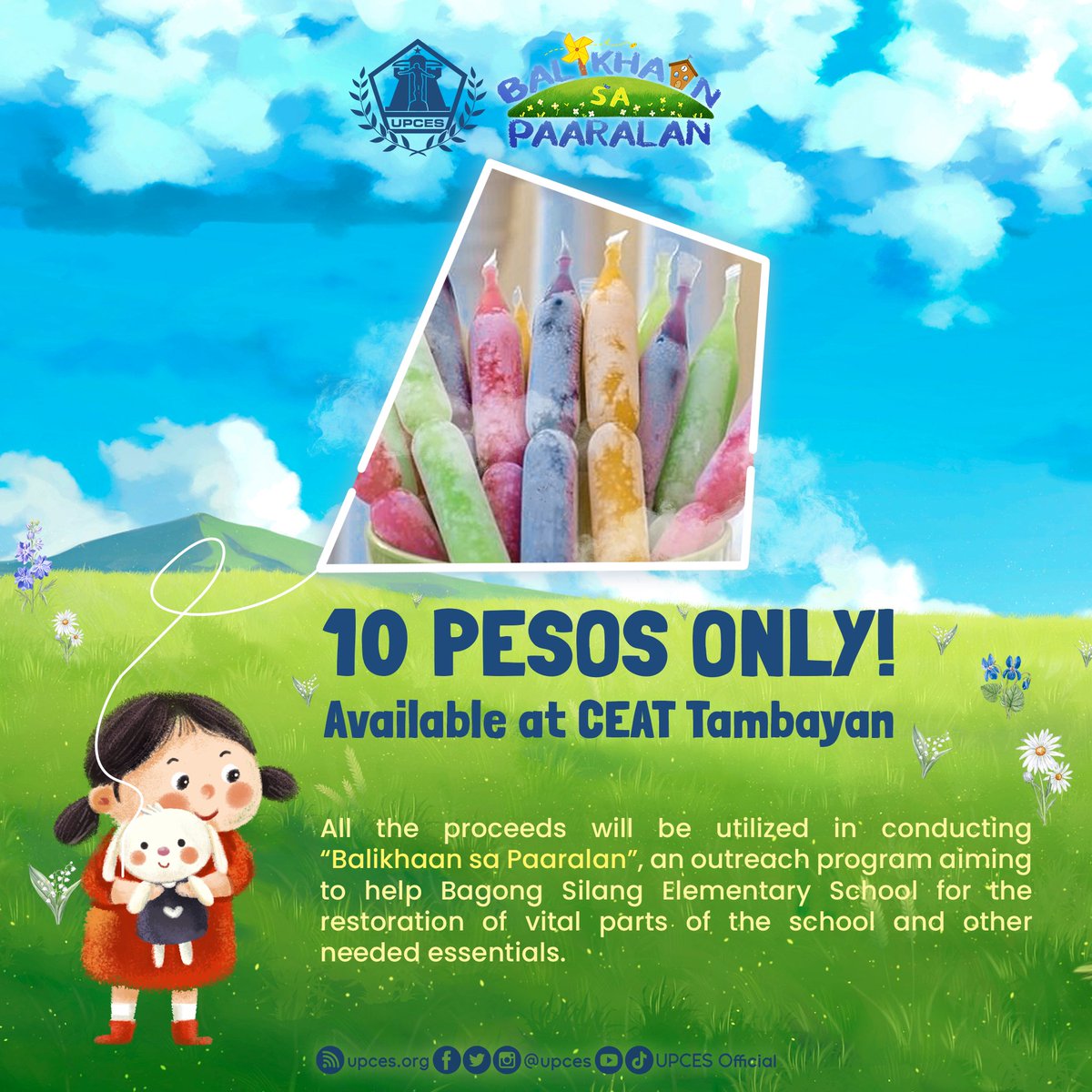 UPCES's tweet photo. We will also be selling ice pop at CEAT Tambayan, where all proceeds will be used for this outreach!

So, what are you waiting for? Beat the summer heat with this refreshment!

#UPCES
#UPCESat30
#UPCESOutreach https://t.co/s3sCrPt4Rv