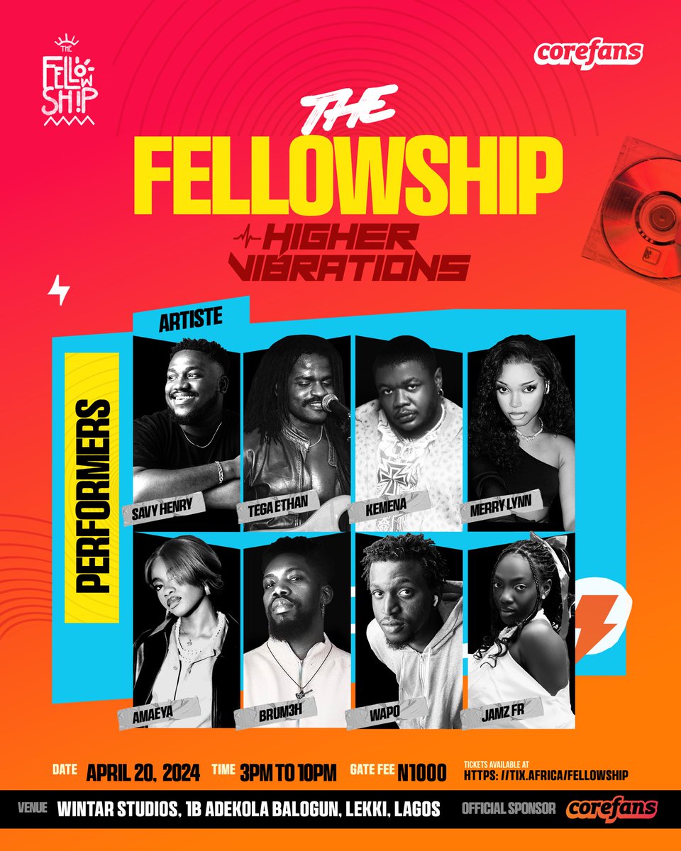 We are excited to announce the littest line-up of independent acts you'll see this year. Join us at The Fellowship to experience performances by Savy Henry, Kemena, Tega Ethan, Brum3h, Amaeya, Merry-Lynn, Wapo and Jamz Fr !! Venue: Wintar Studios Date: 20th April, 2024