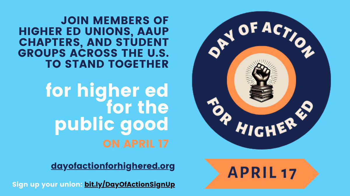 aaup_penn's tweet photo. It’s here! Good morning to more than 100 unions and orgs across the U.S. participating in the Day of Action for Higher Ed! 💪 What are your plans today? https://t.co/qmPfkaywSI
